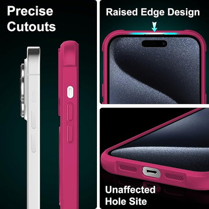 360° Magnetic Swivel Ring for iPhone 15 pro case, Built-in Metal Stand and Ring Holder, Magsafe Compatible, Military Grade Protection, Shockproof - Rose Pink