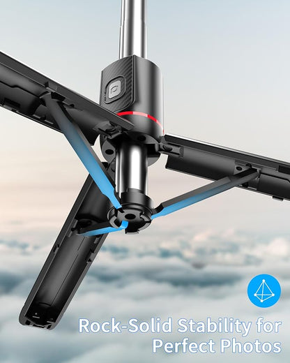 40" Selfie Stick with Light & Wireless Remote, Portable Phone Tripod Stand for iPhone & Android, Lightweight Foldable Selfie Stick for Travel, Vlogging, and Live Streaming