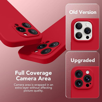 Magnetic for iPhone 16 Pro Case, Compatible with MagSafe, [Full Camera Protection][Screen Protector] Silicone Shockproof Protective Phone Case for iPhone 16 Pro 6.3", Deep Red