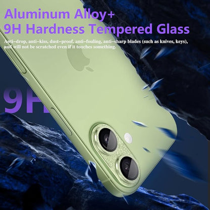 Camera Lens Protector for iPhone 17, Bling Glitter Camera Cover with 9H Tempered Glass Metal Ring, Anti-Scratch Lens Protector for iPhone 17 (Glitter - Green)