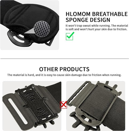 Running Phone Holder Armband for Phone, Detachable & 360°Rotated Sports Armband with Key Pocket for iPhone 17/16/15/14/13 Pro/12 Pro/XS/XR/8/7/6s Plus, for Samsung Galaxy 4''-6.5'' Cellphone