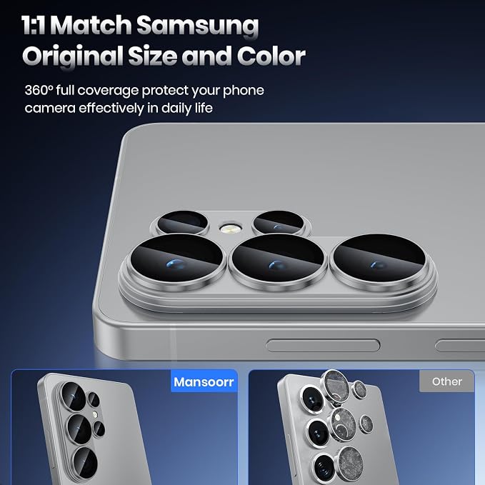 for Samsung Galaxy S26 Ultra Camera Lens Protector - Matte Titanium Alloy [Military Grade Shatterproof] [Strong Adsorption] Glass Camera Screen Protector for S26 Ultra, Silver