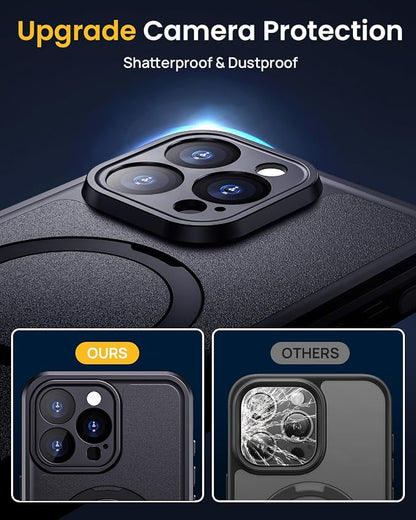 Lanhiem Magnetic for iPhone 16 Pro Max Waterproof Case, Dustproof Case Built-in Screen Protector, [Fit for MagSafe] [Invisible Stand] Shockproof Heavy Duty Underwater Case for 16 Pro Max (Black)
