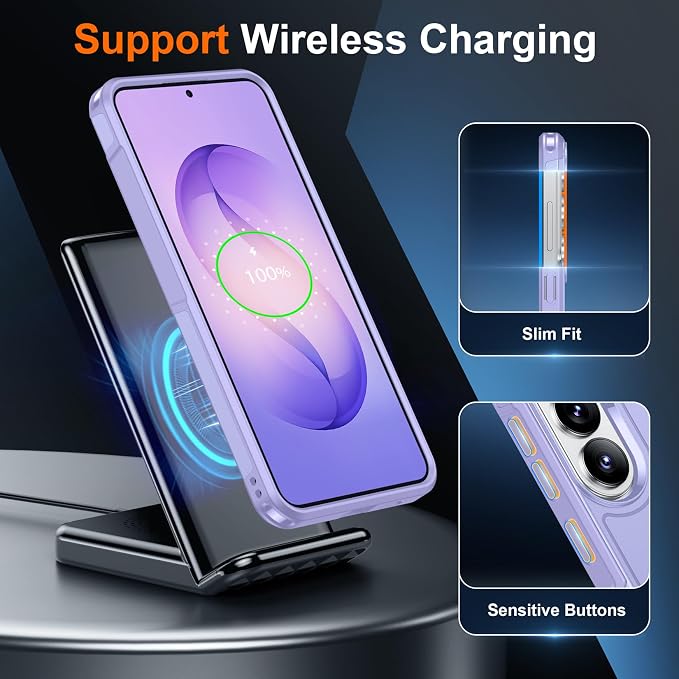 SPIDERCASE Designed for Samsung Galaxy S26 Case, [10 FT Military Grade Drop Protection], 2 Pack [Tempered Glass Screen Protector+Camera Lens Protector] Heavy Duty Shockproof Case,Light Purple