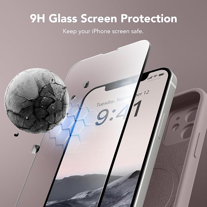 Magnetic for iPhone 12 Case, Compatible with MagSafe, [Full Camera Protection][Screen Protector] Silicone Shockproof Protective Phone Case for iPhone 12 6.1", Hazel
