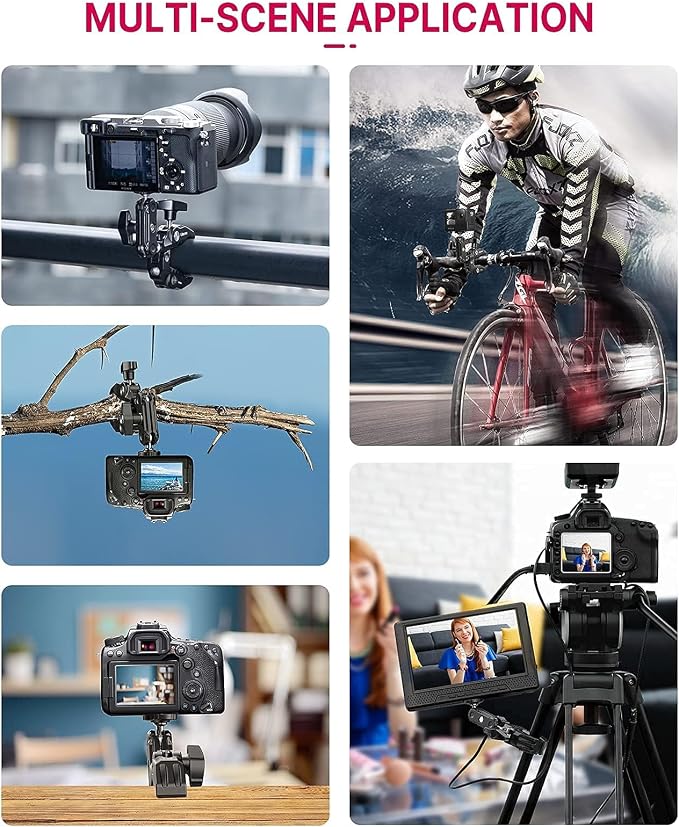 ULANZI Super Clamp Camera Clamp Mount Monitor 360° Ballhead Magic Arm Double Ball Head Adapter with 1/4"-20 & 3/8"-16 Thread for Canon Nikon DSLR Camera/Gopro/LED Lights/Ronin-M/Ronin MX/Freefly MOVI