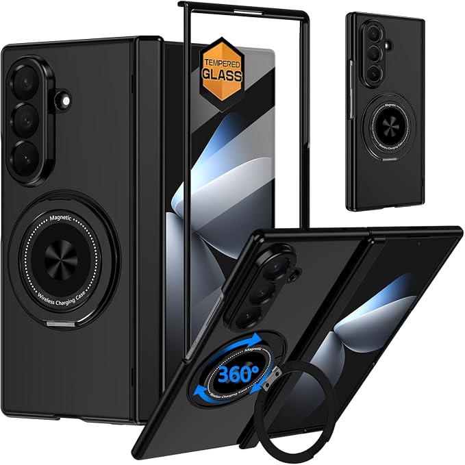 Hekodonk for Galaxy Z Fold 8 Ultra Case with 360 Rotatable Stand,[Compatible with MagSafe][Front Screen Protector],Magnetic Ring Holder with Hinge Protective Case for Samsung Z Fold 8 Ultra,All Black