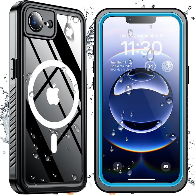 SPIDERCASE Magnetic for iPhone 16e Case iPhone 17e Case Waterproof, Built-in Screen & Camera Lens Protector[IP68 Underwater] [Military Grade Shockproof] Full Body Protection Phone Case,Blue