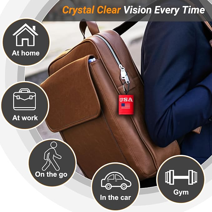 2 Sided Portable Glasses Cleaner, Patriotic Glasses Cloth Keychain,Reusable Microfiber Lens Eyeglasses Cleaning Cloth Pouch for Sunglasses Lens Camera Phone Screens