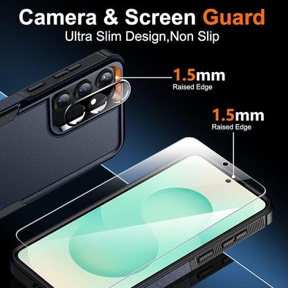 SPIDERCASE Designed for Samsung Galaxy S25 Case, [10 FT Military Grade Drop Protection], 2 Pack [Tempered Glass Screen Protector+Camera Lens Protector] Heavy Duty Shockproof Case,Deep Blue