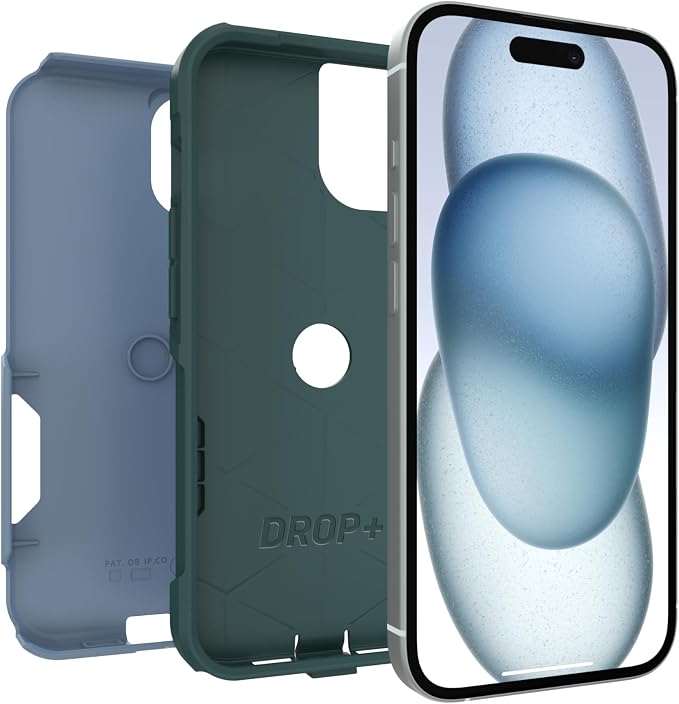 OtterBox iPhone 17e, iPhone 16e, iPhone 15, iPhone 14, & iPhone 13 Commuter Series Case - Twilight Bug (Blue & Green) - Slim & Tough - Pocket-Friendly - with Port Protection