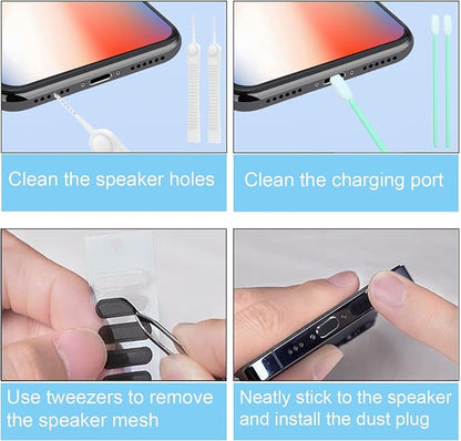 Dust Plug for iPhone, Compatible with iPhone and AirPods, Lightning Port Plug Protector Charging Port Anti Dust Cover Includes Speaker Cover (Black)