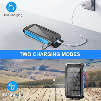 Solar Power Bank 49800mAh Portable Solar Phone Charger with LED Flashlight/15W Fast Charge USB C Waterproof External Backup Battery Pack for All Cell Phones & Electronic Devices