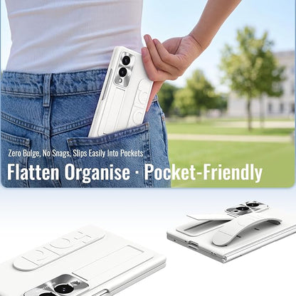 for Samsung Galaxy Z Fold 8 Case with Wristband Stand, Built-in Screen & Lens Protection Shockproof Full Body Drop Fall Protection.(White)