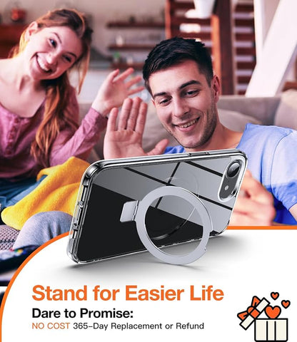 Chicfun 3-in-1 [Magnetic+Kickstand+Ring Holder] for iPhone 17e Case & iPhone 16e case with Stand Compatible with MagSafe, Military Shockproof Protective iPhone 17e Phone Case Kickstand Cover Clear