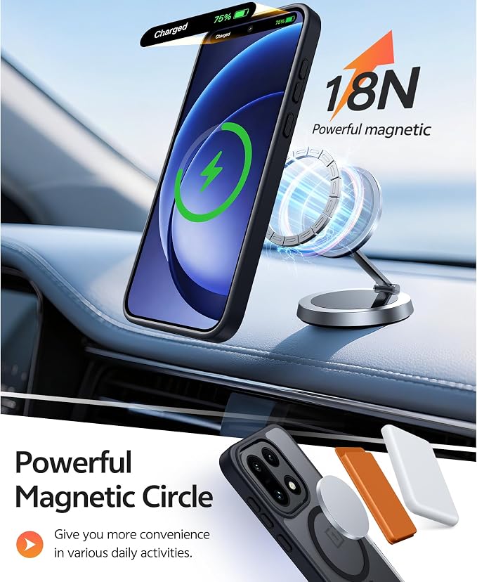 FNTCASE for Oneplus 15 Case: Magnetic Matte Translucent Frosted Slim Shockproof Cell Phone Cover | Durable Screen Protector | Military Grade Protection Drop Proof Protective Cases, 6.78 inches