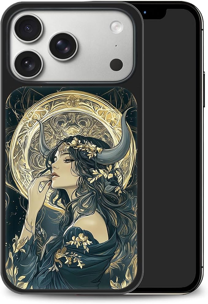 Constellation Series - Taurus Designs Magnetic for iPhone 17 pro Case, Tarot Style Model Glass Phone Cover, Compatible with Magsafe - fits iPhone 17 pro Case for Women