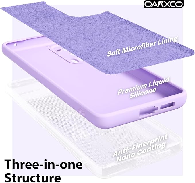 oakxco for Motorola Moto Edge 2021/Edge 2021 5G UW Phone Case Liquid Silicone, Thin Slim Soft Rubber Gel TPU Plain Simple Cover for Women, Matte Solid Color, Lilac Light Purple Lavender Wine