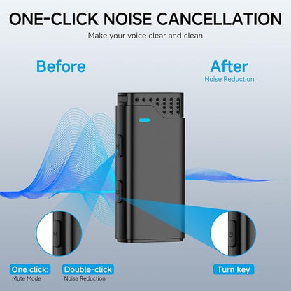 2 in 1 Professional Wireless Lavalier Microphone for Android, iPhone iPad with Charging Case Noise Cancellation Plug-Play Clip on Lapel Mic for YouTube, Recording, Facebook Live Streaming (Black)