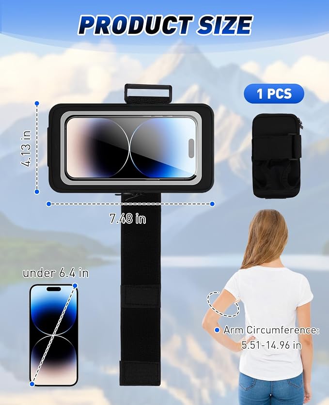 Running Cell Phone Holder, Wrist Waterproof Workout Phone Holder Up to 7.0'', Wristband Forearm Armbands with Adjustable Strap for Women