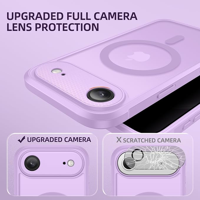 BERFY for iPhone Air Case, Compatible with MagSafe, Built-in Privacy Screen Protector, Camera Protection, Shockproof Full Body Phone Case 6.5", Translucent Purple