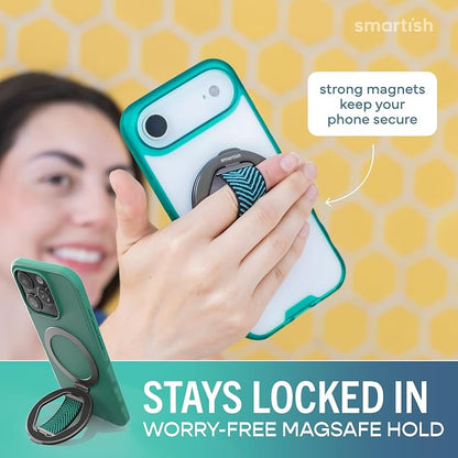 Smartish® MagSafe Grip Kickstand - Quickstand - Magnetic Cell Phone Finger Loop Grip - [Dual-Sided Magnets] Ring Holder Mount w/MagSafe Adapter Kit for Apple iPhone Accessories - So Jaded