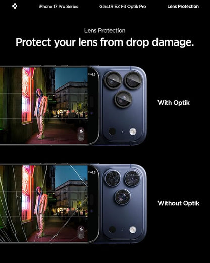 Spigen Camera Lens Screen Protector [GlasTR EZ Fit Optik Pro] Designed for iPhone 17 Pro Max | iPhone 17 Pro | iPhone 16 Pro Max | 16 Pro | iPhone 15 Pro Max | 15 Pro - Black [2 Pack]