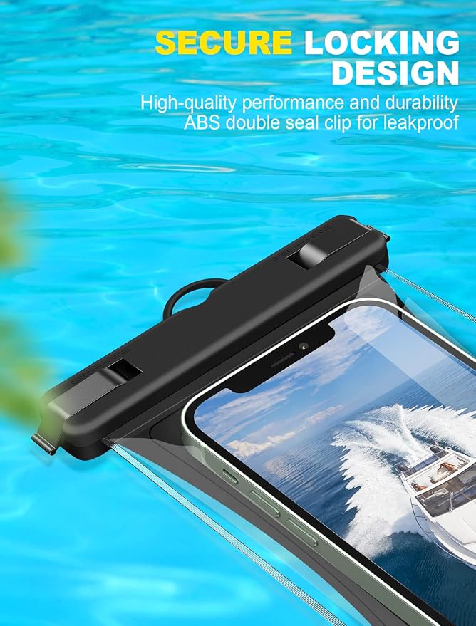 Waterproof Phone Pouch [2 Pack][Super Buoyant] Floating IPX8 Waterproof Phone Case Beach Cruise Ship Travel Essentials Cellphone Dry Bag for iPhone 17 16 15 14 13 12 Pro XS XR X Up to 6.9''