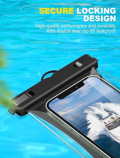 Waterproof Phone Pouch [2 Pack][Super Buoyant] Floating IPX8 Waterproof Phone Case Beach Cruise Ship Travel Essentials Cellphone Dry Bag for iPhone 17 16 15 14 13 12 Pro XS XR X Up to 6.9''