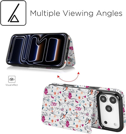 uCOLOR for iPhone 17 Pro Wallet Case with Card Holder PU Leather RFID Blocking Design iPhone 17 Pro flip case for Women Men Magnetic Clasp Kickstand Design 6.3 inch (Enchanted Floral)