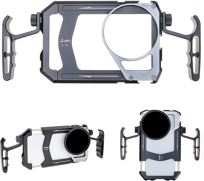 Universal Smartphone Cage Photo Video Stabilizer with Handles 67mm Filter Adapter for iPhone 17 16 15 14 for Samsung for Pixel and Other Android Phones for Phone Vlog Live Stream Video Recording