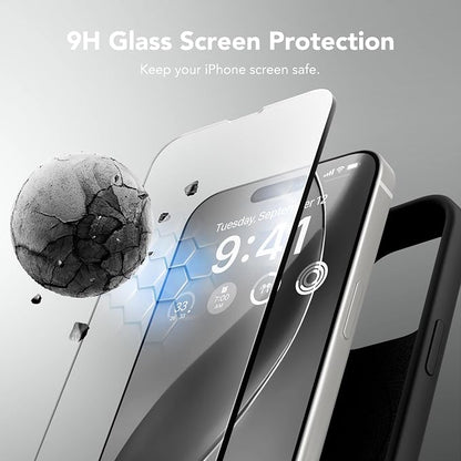 GONEZ for iPhone 14 Pro Max Case Silicone, Compatible with MagSafe, with Screen Protector + Camera Lens Protector, Liquid Silicone Shockproof Protective Phone 14 ProMax Case 6.7", Black