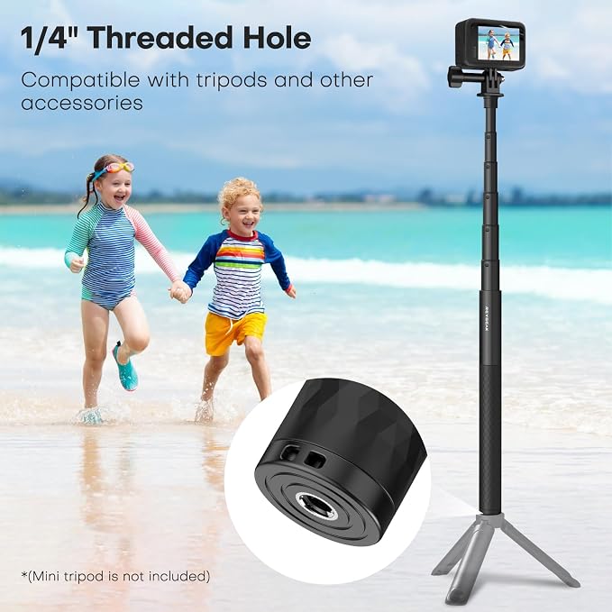 REYGEAK 51 Inch Invisible Selfie Stick for Insta360 X5,Extension Selfie Pole with Dual-Claws,Aluminum Waterproof Long Monopod for GoPro13/12/11/10/9/Osmo360/Action 5 Pro/4/3/Pocket 3 Accessories