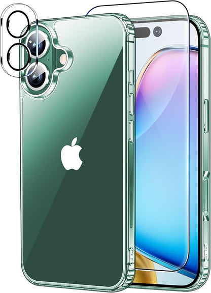 xiwxi for iPhone 16 Plus Case,with Screen Protector+Camera Lens Protector,Non-Yellowing,Military-Grade Drop Protection,Perfect Handfeel,Shockproof Bumper,Clear Slim Phone Case-6.7 inch