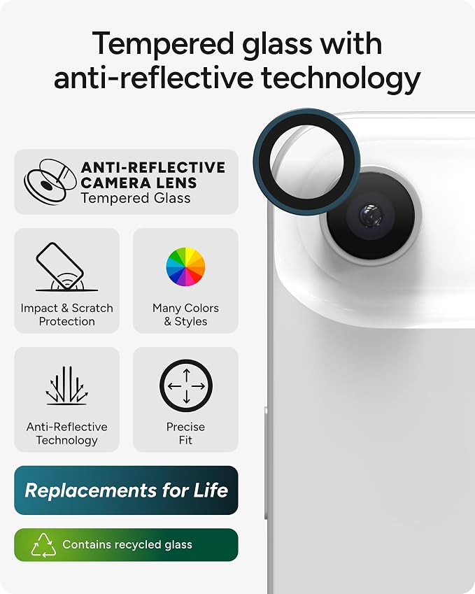 ZAGG iPhone Camera Lens Protector for iPhone Air - Blue, Camera Ring, Maximum Impact & Scratch Protection, Anti-Reflective Technology, Smudge-Resistant, Precise Fit, Glass Elite