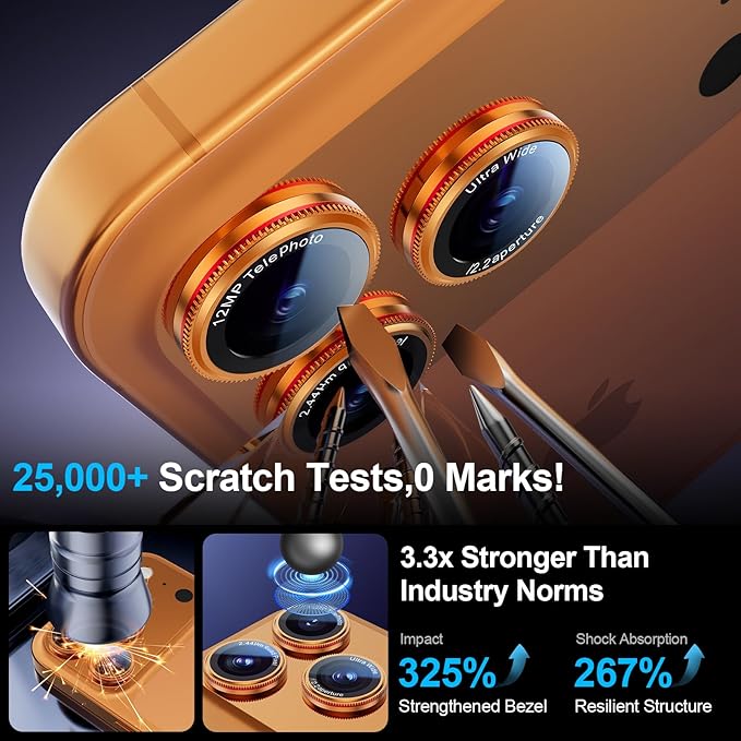 X-it 2-Pack Camera Lens Protector for iPhone 17 Pro Max/17 Pro, [Shatterproof & Impact Resistant] 9H High-Alumina Tempered Glass, Anti-Scratch, Dustproof, Strong Adsorption, Case Friendly, Ultra HD Clear