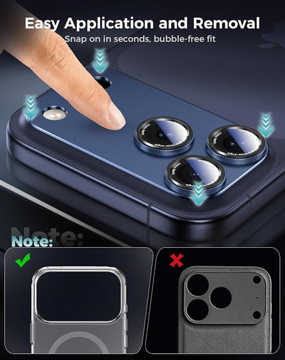 Goton Compatible for iPhone 17 Pro Camera Lens Protector, 1-Pack Aluminum Alloy Metal Cover with HD Tempered Glass, Pro Camera Style, Shatter-Resistant, Scratch-Proof, Case Friendly