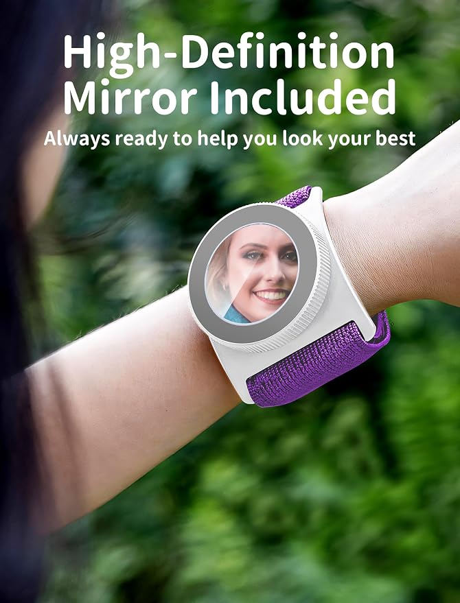 TOPGO Magnetic Running Phone Holder for iPhone, HD Mirror & Extendable Anti-Drop Rope for Gym/Yoga, 360° Rotatable Wrist Phone Holder, Fits iPhone 16 Pro & Android (Purple, 2 Straps)