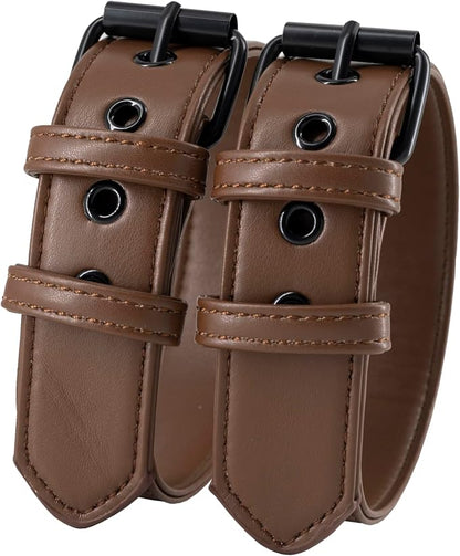 Men Leather Armband Adjustable Bulldog Buckle Bracelet Harness 2-Pack