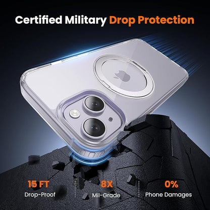 3 in 1 for iPhone 14 Case Stand |Build in Kickstand,Screen Protector *1 & Camera Lens Protector*1, Not Yellowing, Fits MagSafe, Military-Grade Protection