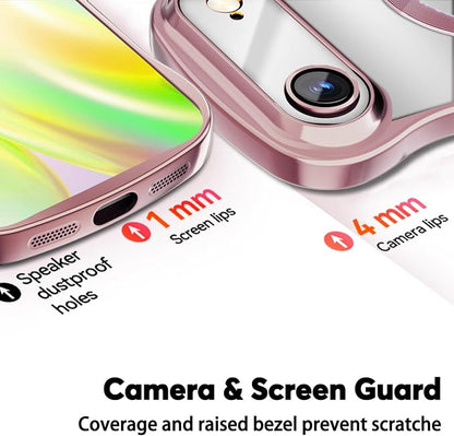 Misscase for iPhone Air Case with Privacy Screen Protector,Compatible with MagSafe,Cute Wave Frame Anti-Scratch Case with Camera Lens Protector Plating Bling Case for iPhone 17 Air Pink