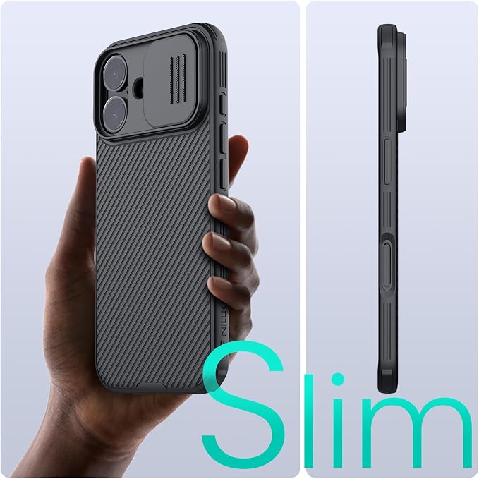 Nillkin for iPhone 17 Case with Slide Camera Cover, Thin Slim Fit, Shockproof Protective, Protector Privacy, Phone Case iPhone 17 Camera Lens Protector 6.3 inch, Black