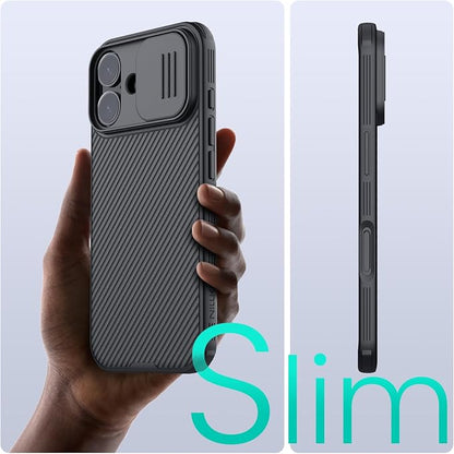 Nillkin for iPhone 17 Case with Slide Camera Cover, Thin Slim Fit, Shockproof Protective, Protector Privacy, Phone Case iPhone 17 Camera Lens Protector 6.3 inch, Black