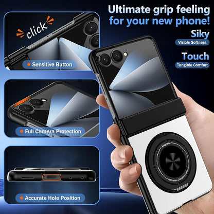 Hekodonk for Galaxy Z Flip 8 Case with 360 Rotatable Stand,[Compatible with MagSafe][Front Screen Protector],Magnetic Ring Holder with Hinge Protective Case for Samsung Z Flip 8,Sliver