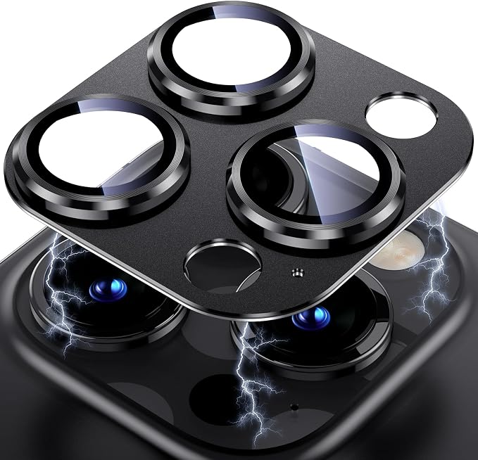 Uyiton for iPhone 13 Pro/iPhone 13 Pro Max Camera Lens Protector, [Strong Adsorption] [Drop Protection] Metal Ring Tempered Glass Rear Camera Screen Cover - Graphite
