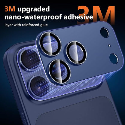 for iPhone 17 Pro Camera Lens Protector, [Military Grade Shatterproof] [Strong Adsorption] [Case Friendly] Full Coverage Metal Aluminum Alloy 9H Tempered Glass Camera Screen Cover, Navy Blue