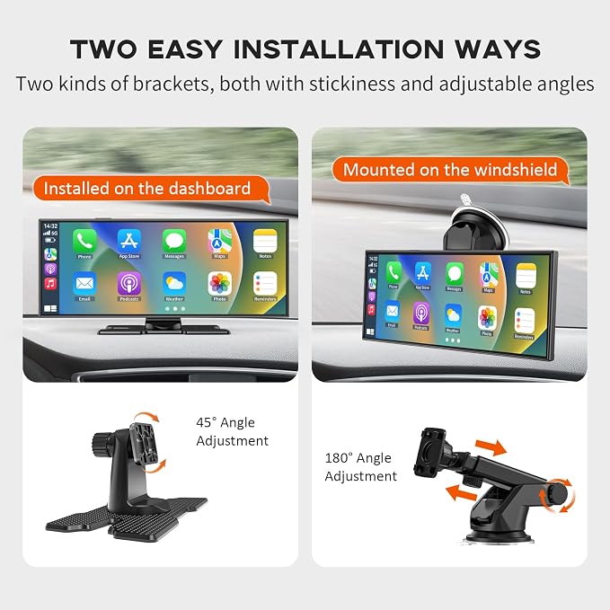 Largest 11.5" Portable Apple Carplay Screen for Car, 4K Wireless Car Play & Android Auto, Upgrade Touchscreen with Dash Cam, App Control/Loop Recording/Backup Camera/Mirror Link/GPS/FM