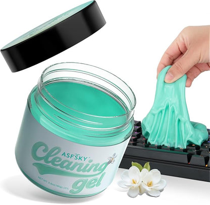 ASFSKY Car Cleaning Gel (Green,Magnolia) Cleaning Putty Universal Dust Cleaning Car Interior Cleaner Keyboard Dust Remover Car Slime Gifts for Women Girl Men（1 Pack）