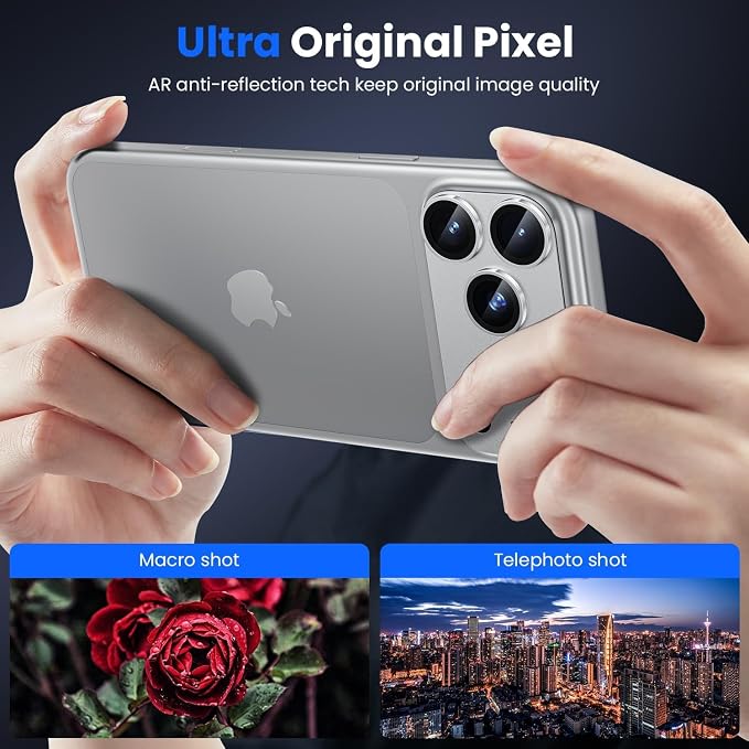 SAHARA - Ultra-Strong Camera Lens Protector for iPhone 17 Pro Max (2-Pack), Strong Titanium, HD Clear, Anti-Fingerprint, Easy Install, Silver, (ZD00191)