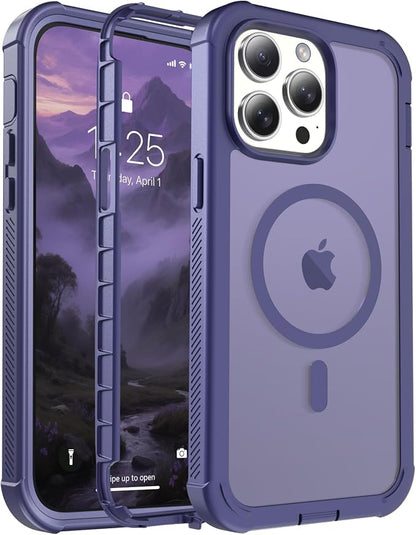jaroco Magnetic for iPhone 14 Pro case, [Compatible with MagSafe][Military Grade Drop Protection][Heavy Duty Protection][Non-Slip][Shockproof] 2-Layer Durable Bumper Phone Case 6.1''-Dark Purple